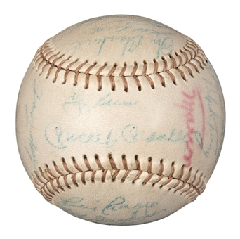 1961 World Champion New York Yankees Team Signed Baseball With 22 Signatures Including Mantle, Maris & Berra (JSA)